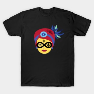 Woman with feather jewelry on head T-Shirt